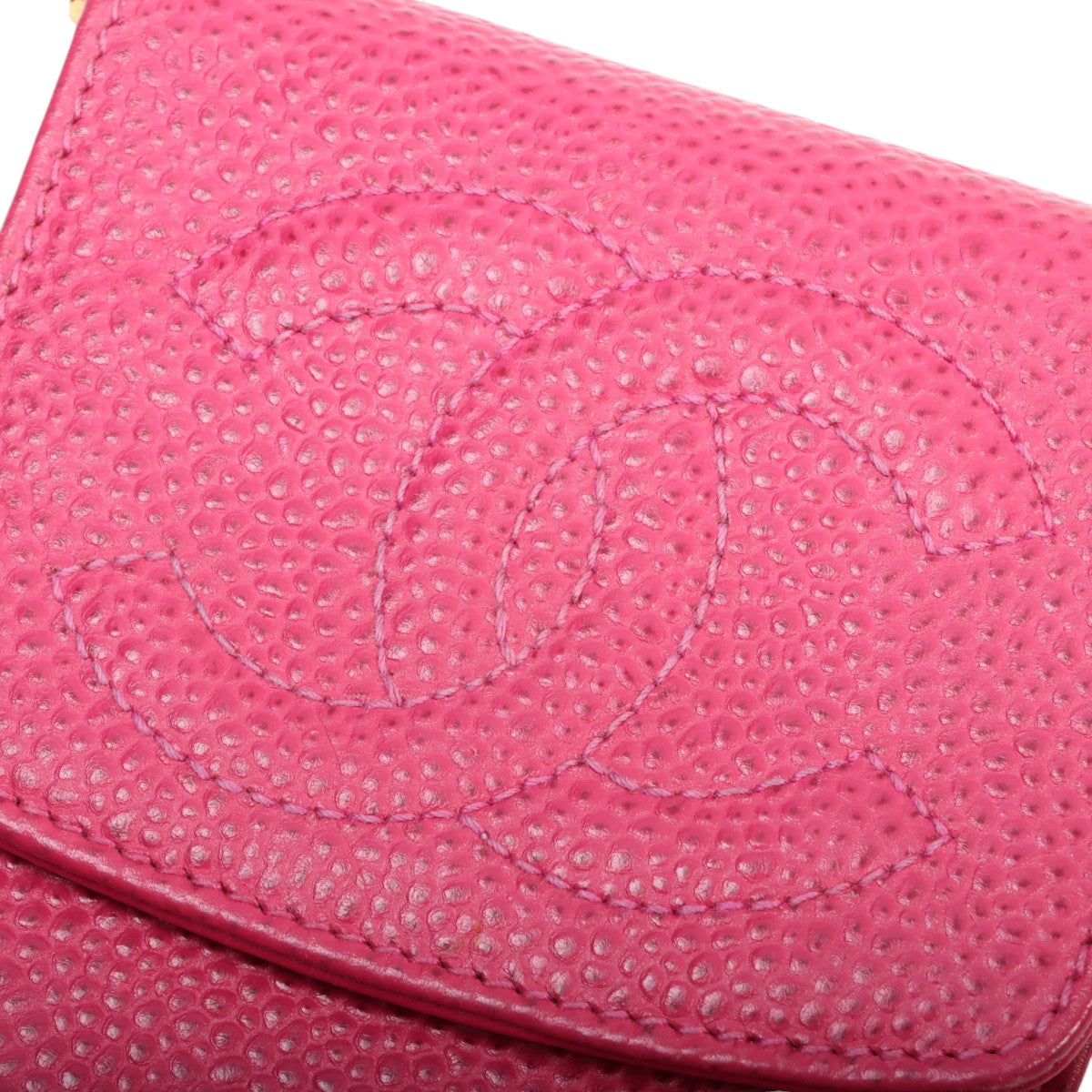Circa 1997 Caviar Skin CC Mark Stitch Chain Multi-Case Pink