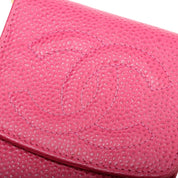 Circa 1997 Caviar Skin CC Mark Stitch Chain Multi-Case Pink