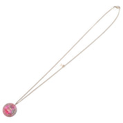 2014 Tweed Motif Circle CC Logo Necklace Gold/Pink