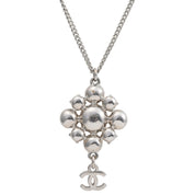 2010 Rhinestone Diamond Motif CC Logo Swing Necklace Silver