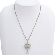 2010 Rhinestone Diamond Motif CC Logo Swing Necklace Silver