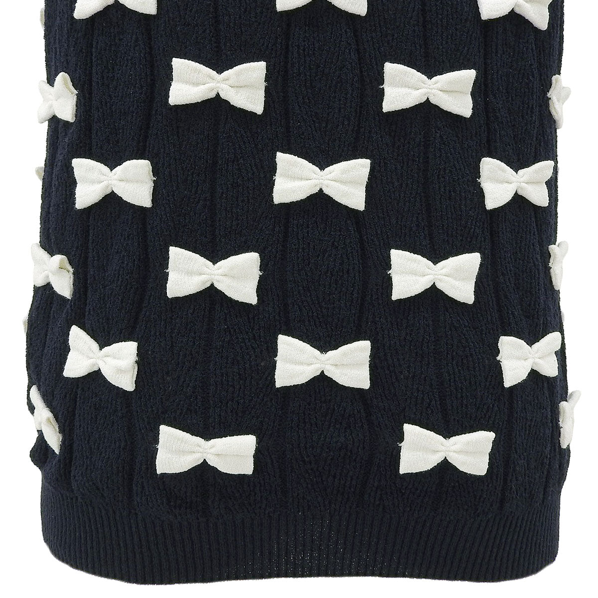 Ribbon motif short-sleeve top #40 Navy