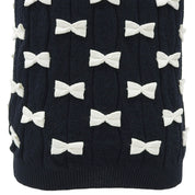 Ribbon motif short-sleeve top #40 Navy