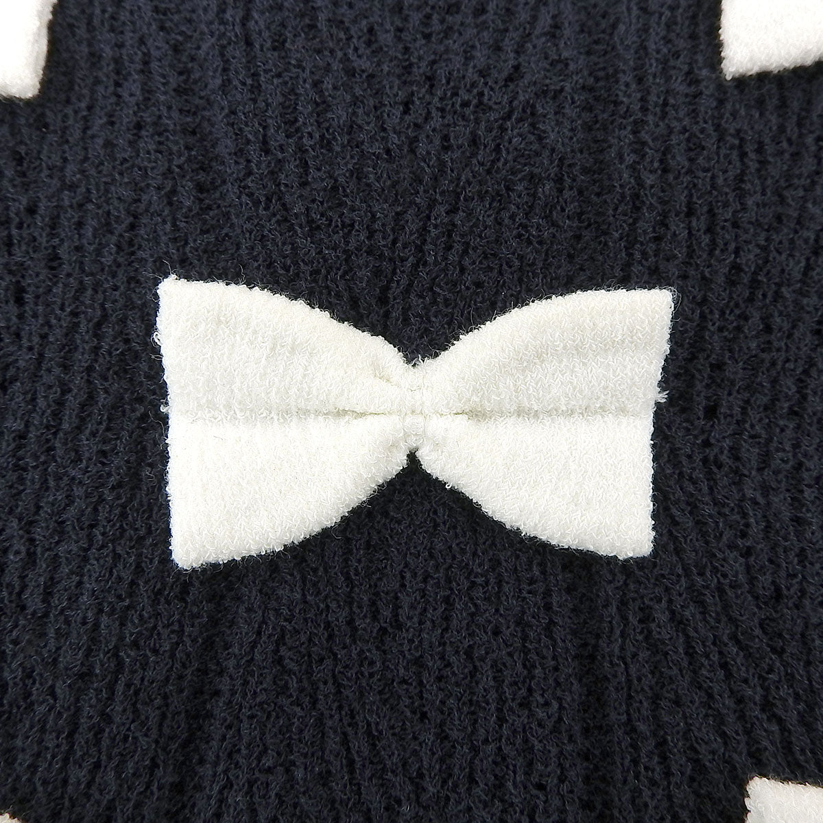 Ribbon motif short-sleeve top #40 Navy
