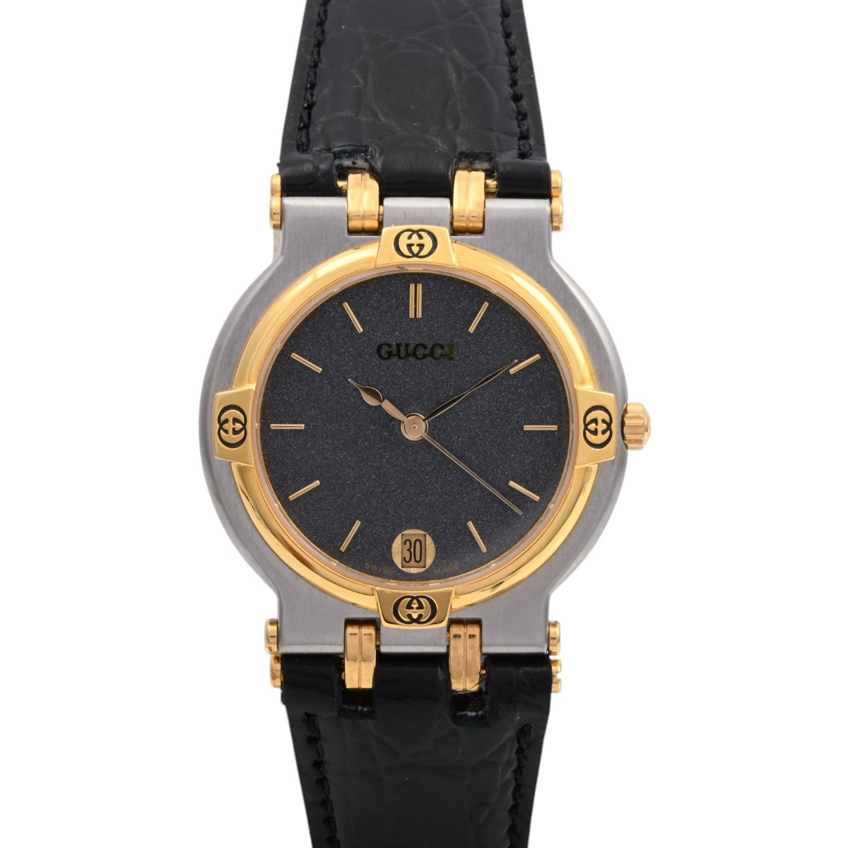 Round Logo Face Watch 9000M Quartz Black