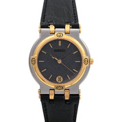 Round Logo Face Watch 9000M Quartz Black