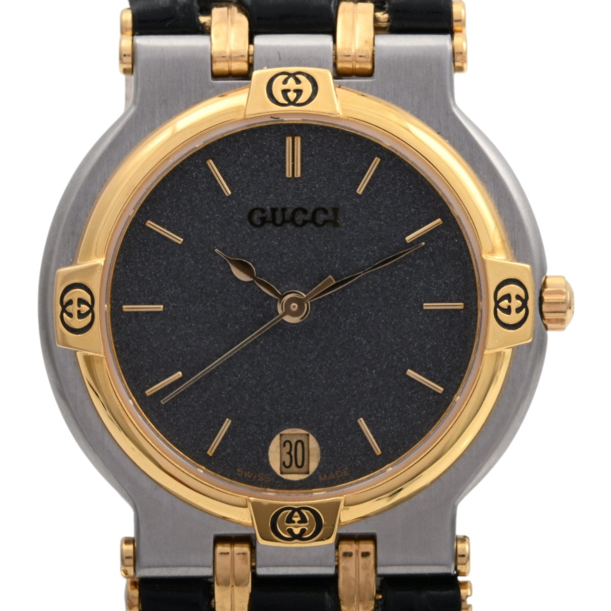 Round Logo Face Watch 9000M Quartz Black