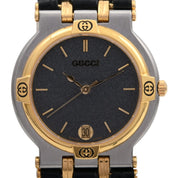 Round Logo Face Watch 9000M Quartz Black