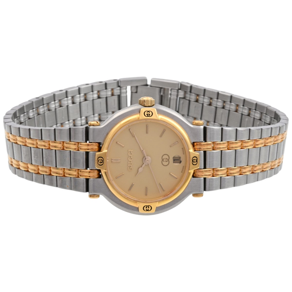 Round Logo Face Watch 9000L Quartz Champagne