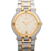 Round Logo Face Watch 9000M Quartz Ivory