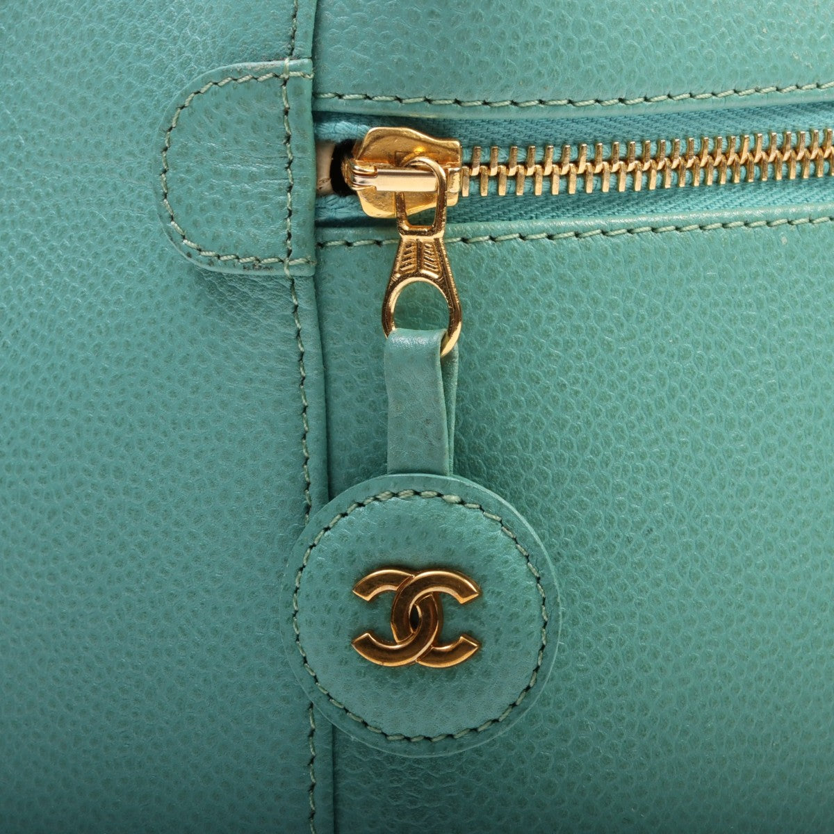 circa 1998 Caviar Skin CC Mark Stitch Vanity Bag Ice Blue