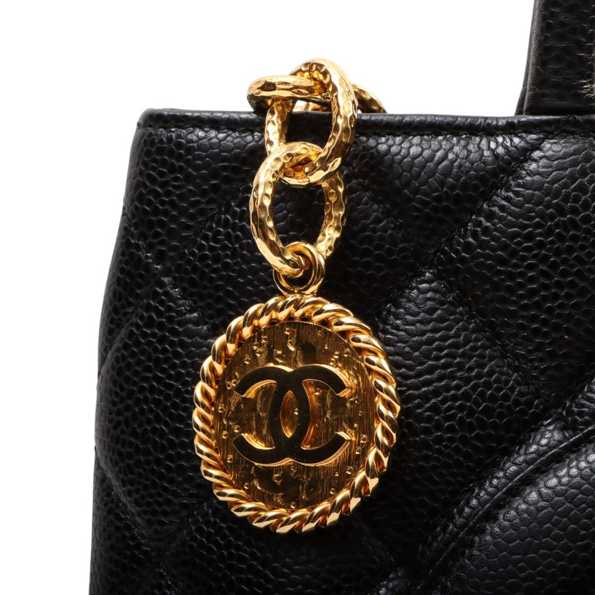 Black Caviar Leather CC Mark Stitch "Fukko" Tote Bag (circa 2000)