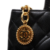 Black Caviar Leather CC Mark Stitch "Fukko" Tote Bag (circa 2000)