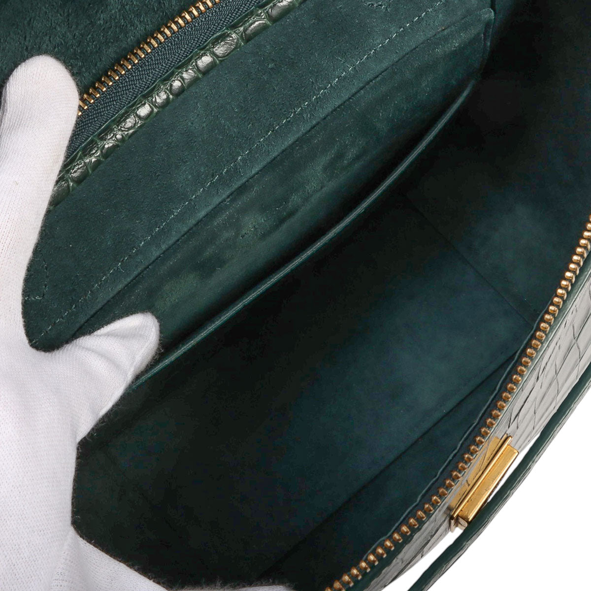 Croco-embossed belt bag micro green