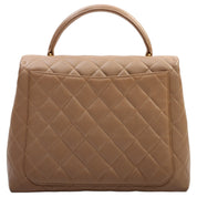 circa 1997 Caviar Skin CC Turn-lock Handbag Beige