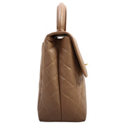 circa 1997 Caviar Skin CC Turn-lock Handbag Beige