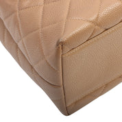 circa 1997 Caviar Skin CC Turn-lock Handbag Beige
