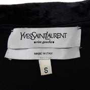 Velour Logo Rhinestone T-Shirt #S Black