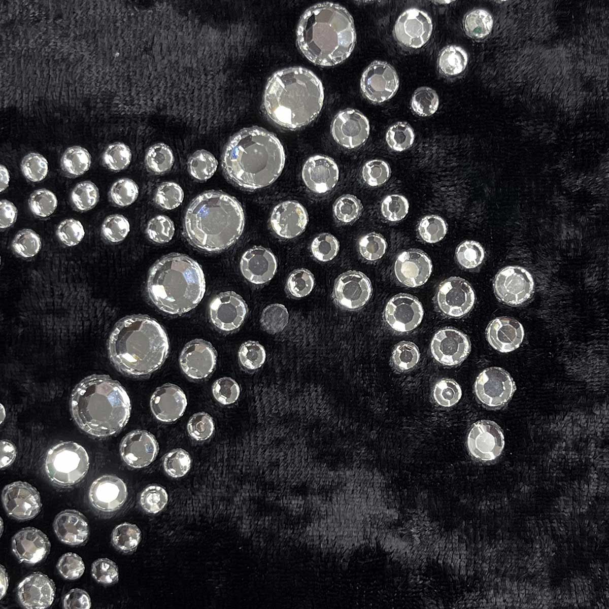 Velour Logo Rhinestone T-Shirt #S Black