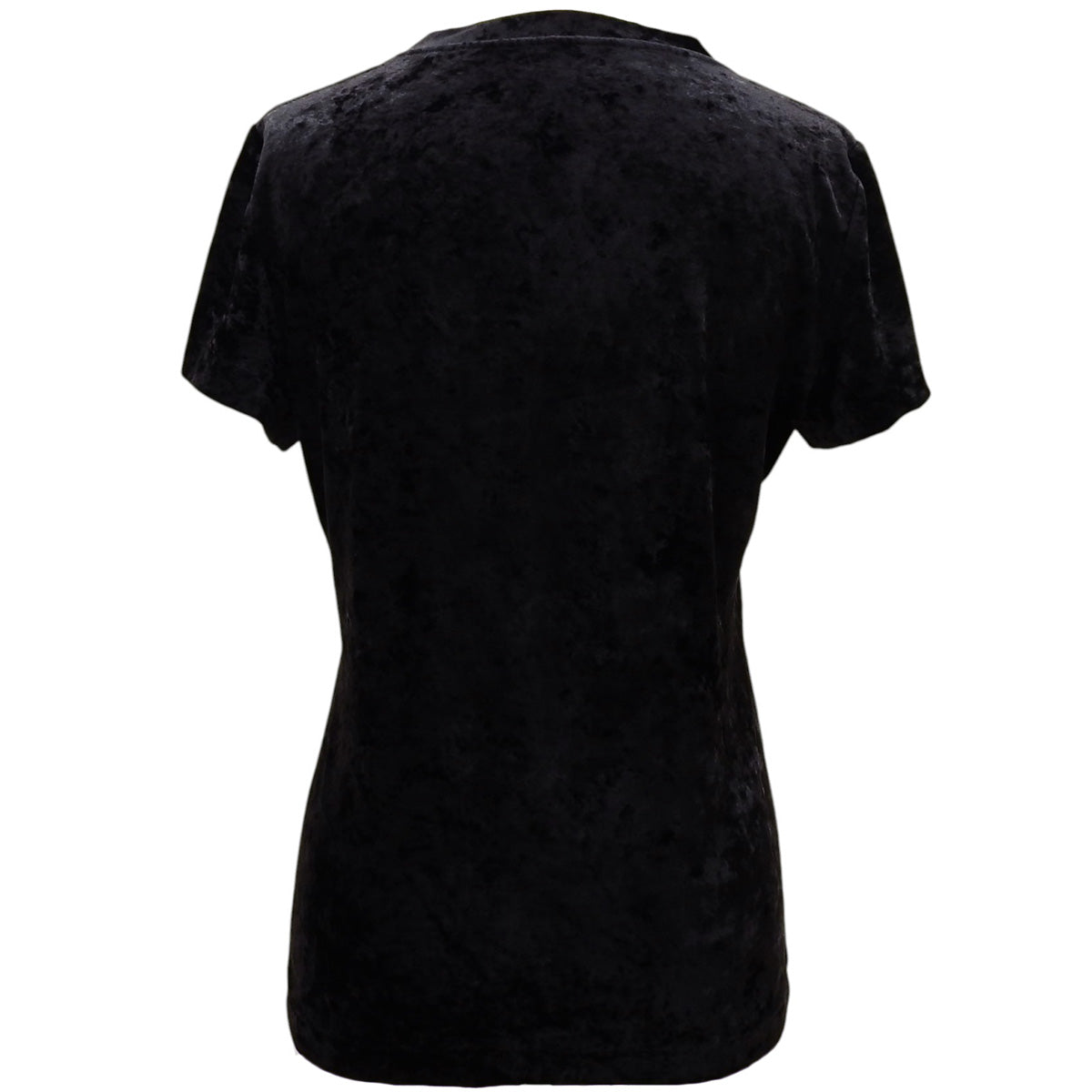 Velour Logo Rhinestone T-Shirt #S Black