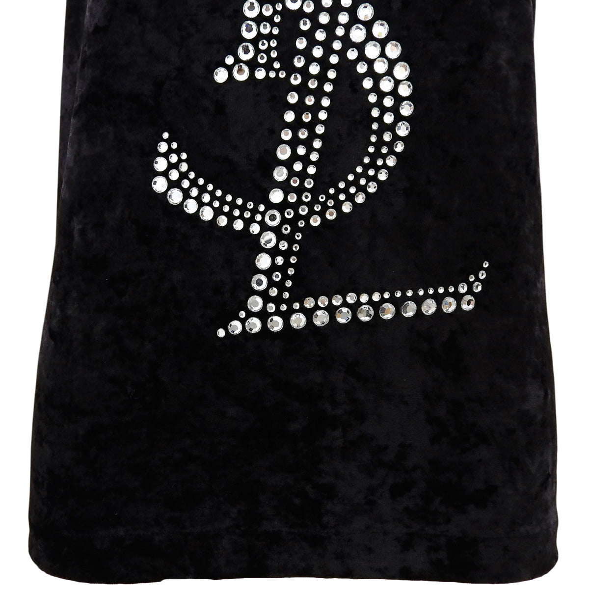 Velour Logo Rhinestone T-Shirt #S Black