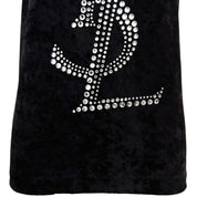 Velour Logo Rhinestone T-Shirt #S Black