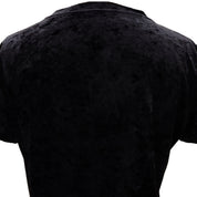 Velour Logo Rhinestone T-Shirt #S Black