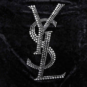 Velour Logo Rhinestone T-Shirt #S Black