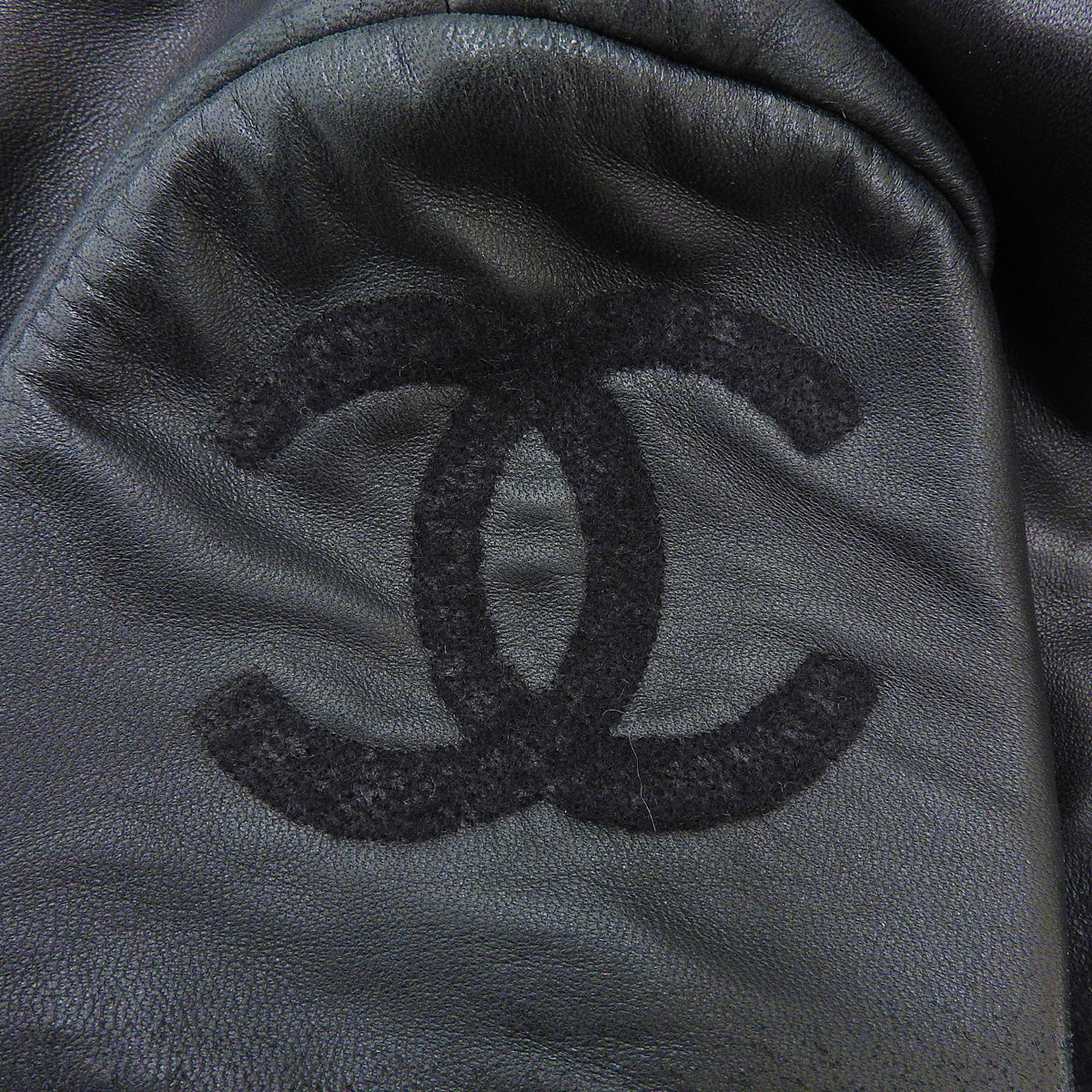 2012 Wool and Leather Combo CC Logo Zip-Up Blouson #34 Black