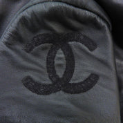 2012 Wool and Leather Combo CC Logo Zip-Up Blouson #34 Black