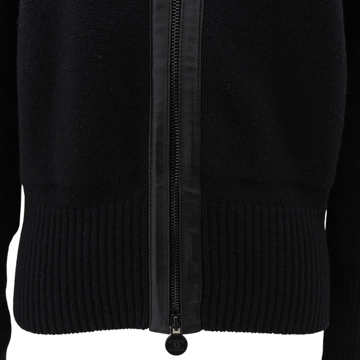 2012 Wool and Leather Combo CC Logo Zip-Up Blouson #34 Black