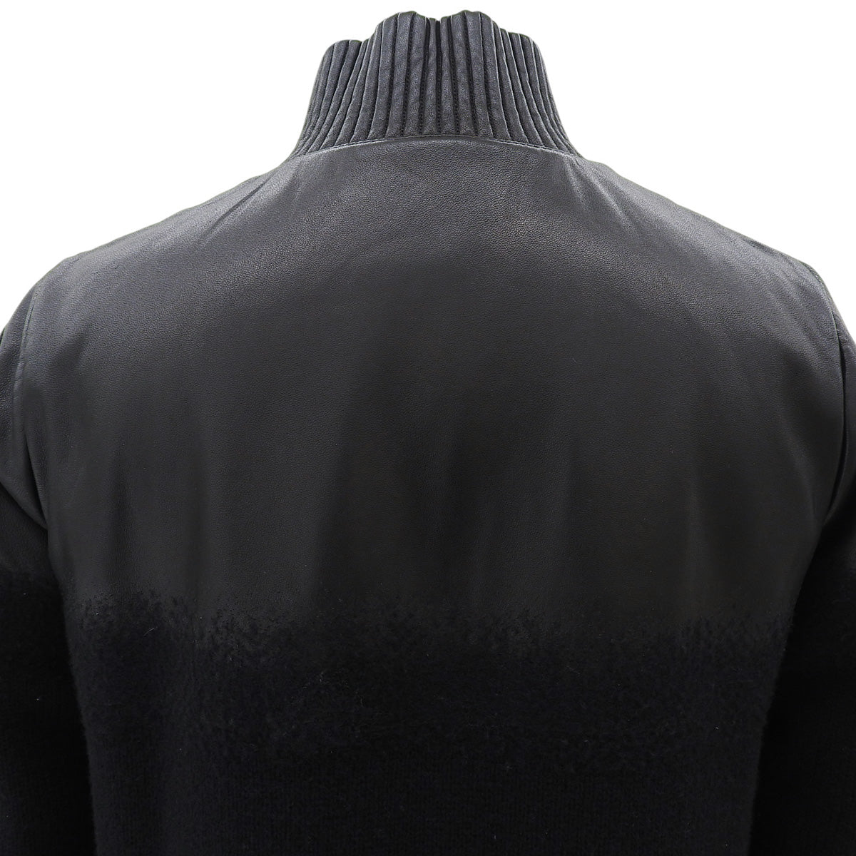 2012 Wool and Leather Combo CC Logo Zip-Up Blouson #34 Black