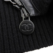 2012 Wool and Leather Combo CC Logo Zip-Up Blouson #34 Black