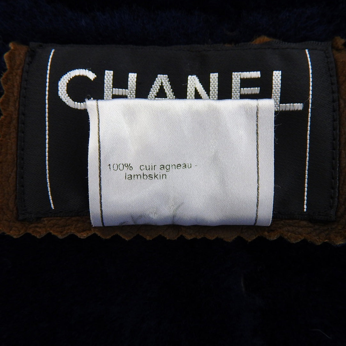2004 Logo Zip-Up Leather Jacket #38 Brown/Navy