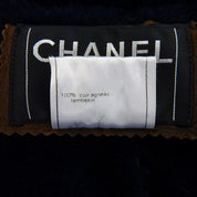 2004 Logo Zip-Up Leather Jacket #38 Brown/Navy