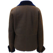 2004 Logo Zip-Up Leather Jacket #38 Brown/Navy