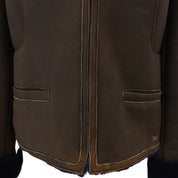 2004 Logo Zip-Up Leather Jacket #38 Brown/Navy