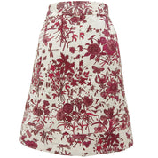 Logo Button Flower Pattern Skirt #38 Bordeaux/Ivory