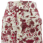 Logo Button Flower Pattern Skirt #38 Bordeaux/Ivory