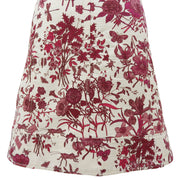 Logo Button Flower Pattern Skirt #38 Bordeaux/Ivory