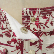 Logo Button Flower Pattern Skirt #38 Bordeaux/Ivory