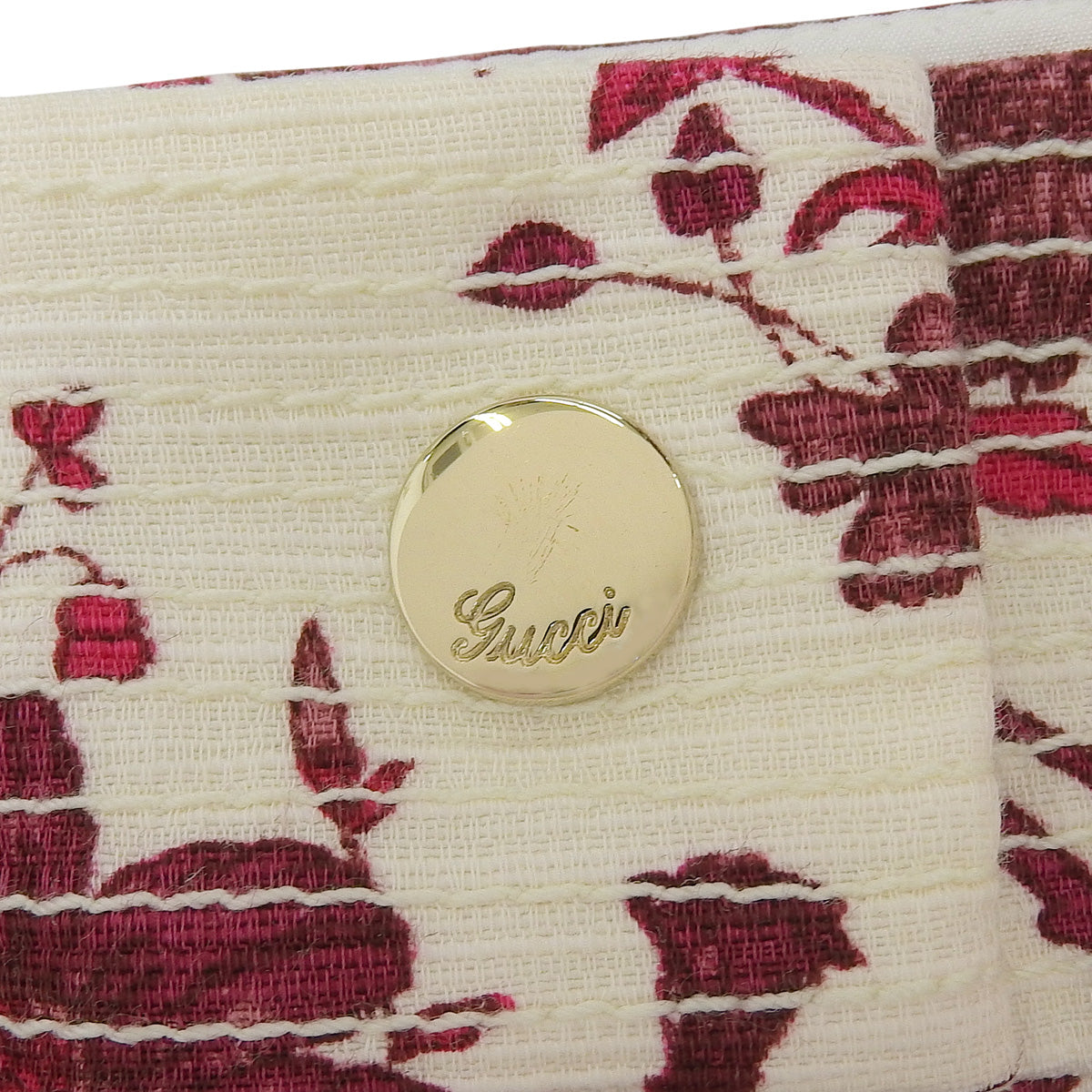 Logo Button Flower Pattern Skirt #38 Bordeaux/Ivory