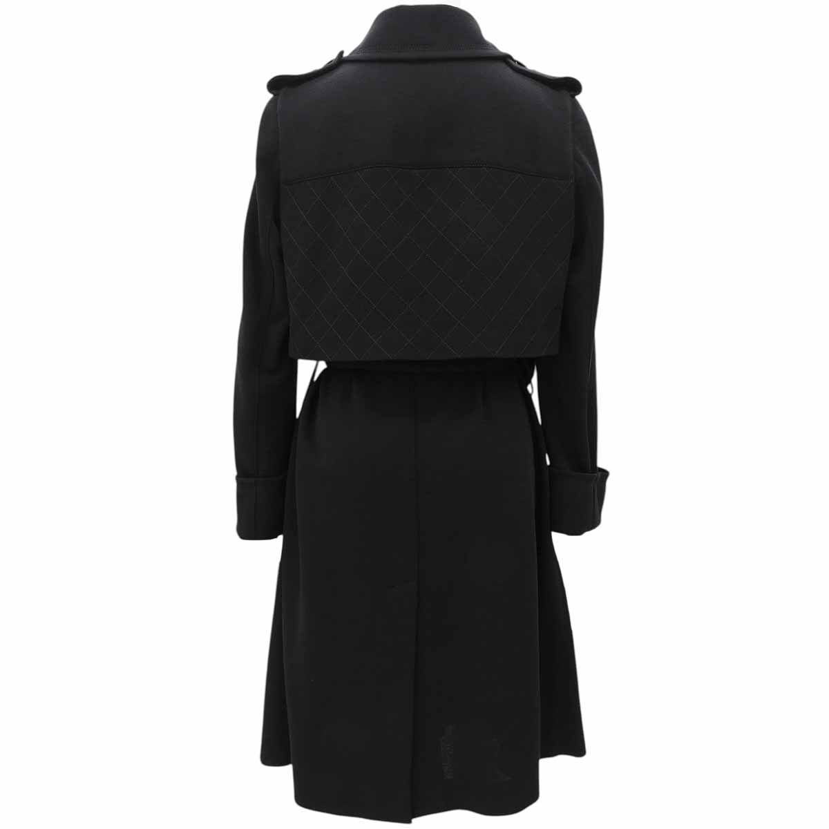 Wool Matelassé Stitch CC Logo Button Coat #36 Black