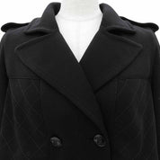 Wool Matelassé Stitch CC Logo Button Coat #36 Black