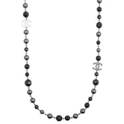 2013 Pearl CC Logo Long Necklace Black