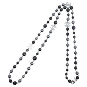 2013 Pearl CC Logo Long Necklace Black