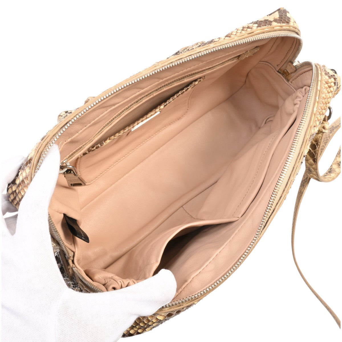Python Logo Plate 2-Way Bag Beige