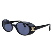 CC Mark Plate Round Sunglasses Black
