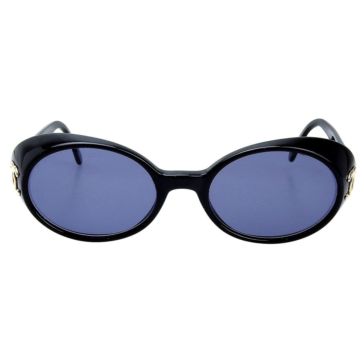 CC Mark Plate Round Sunglasses Black