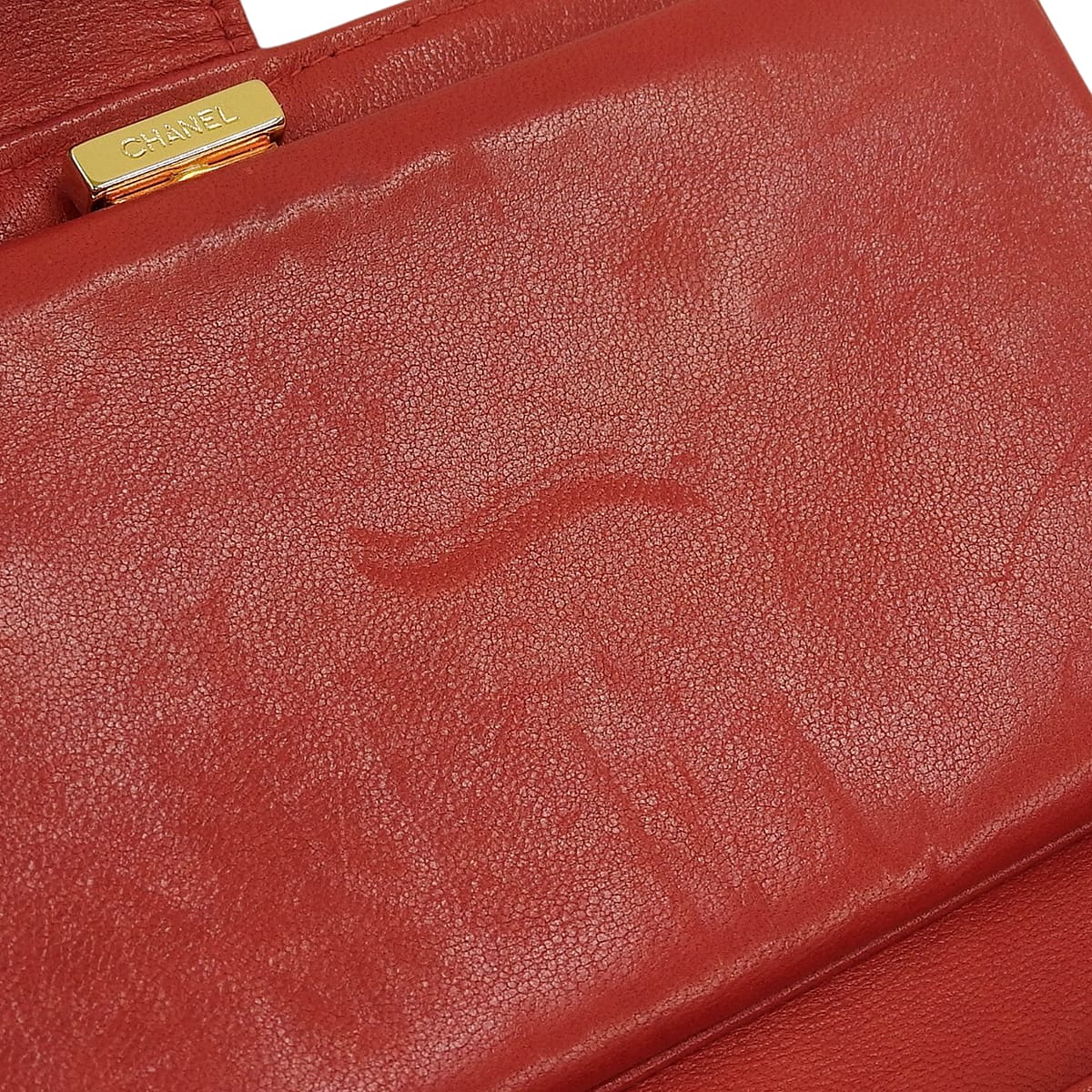 Circa 1998 Caviar Skin CC Logo Stitch Long Wallet Red